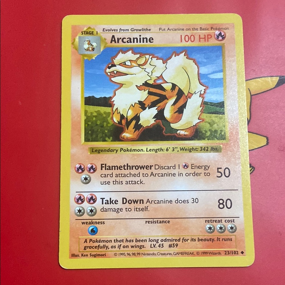Pokémon TCG - Arcanine - 23/102 - Uncommon Shadowless Base Set